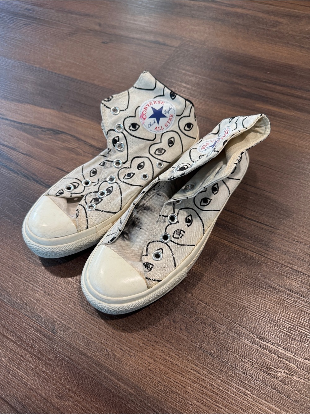 COMME des GARÇONS PLAY x Converse Chuck 70 Heart Print Sneakers Size 5.5 - Picture 2 of 13
